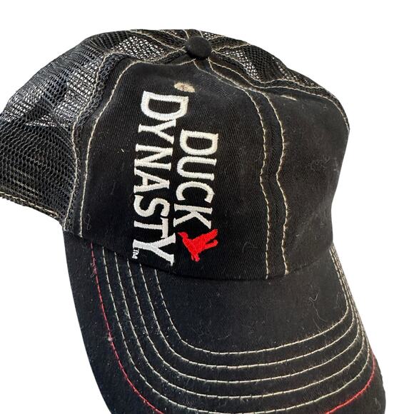Vintage A&E Duck Dynasty Black Trucker Hat Distressed Mesh Adjustable Cotton - Picture 2 of 5